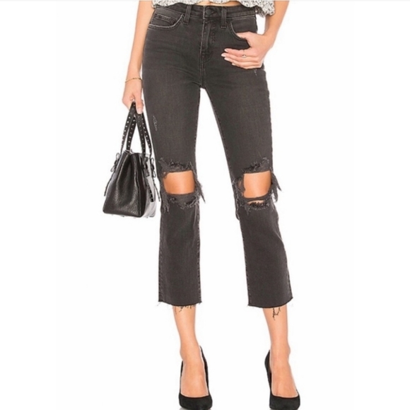 L’agence Audrina straight High Rise vintage black worn destruct Jeans - Picture 4 of 16